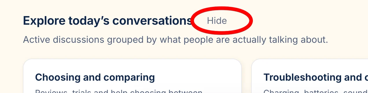 hide today's conversations