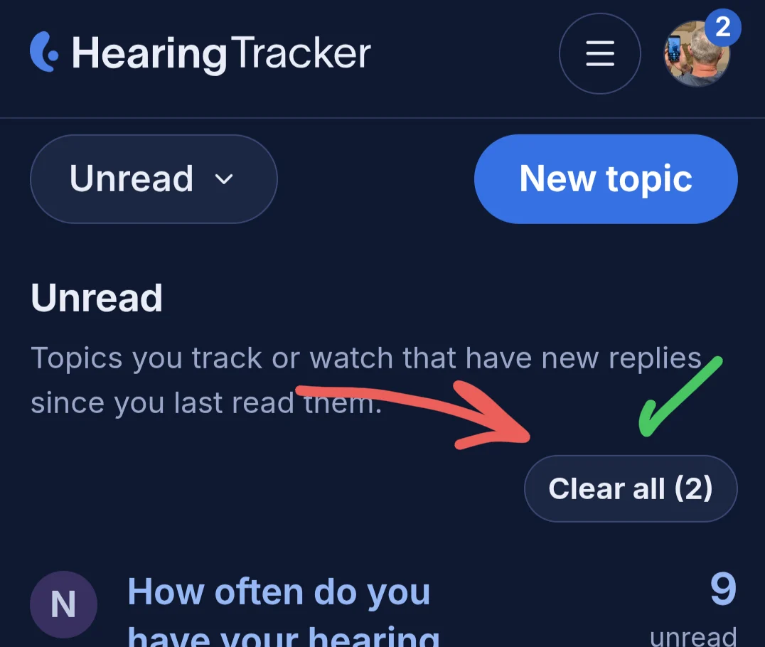Not-so-useful Clear all button on Unread tab